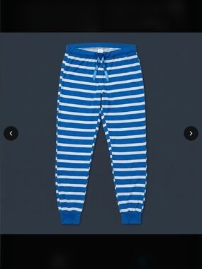 Striped Blue & Gray Women's Drawstring Pajama Pants Size Xl